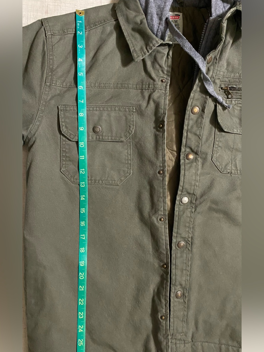 Dickies Olive Green Military Field Jacket with Gray Hood M (38-40) - Picture 13 of 16